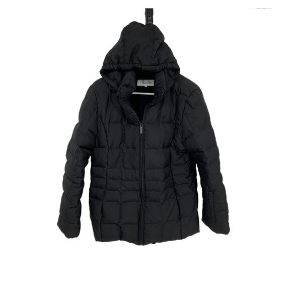 Calvin Klein Womens Puff Front Full Zip Hoodie Duck Down Jacket Size M - Picture 1 of 7